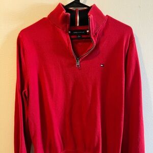 Tommy Hilfiger Red Zip Up Sweater
